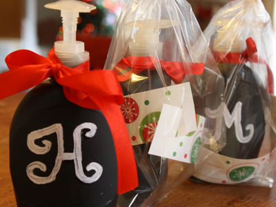 Pretty hand soap gifts with initials