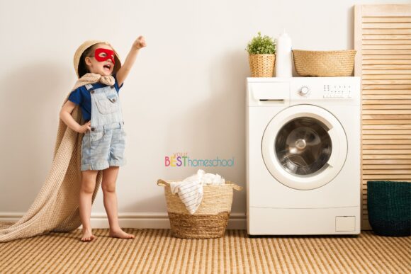 A simple laundry system that is doable for homeschool families and can count as domestic skills! Inexpensive, easy on mom, tasks help promote independence. 