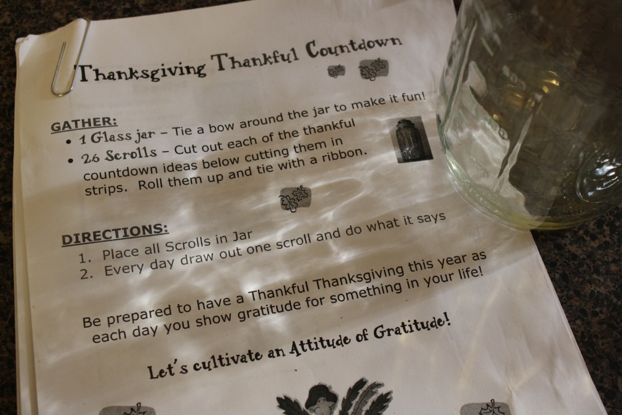 Thanksgiving Thankful Countdown Jar
