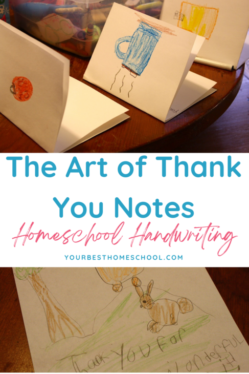 Some practical tips for homeschool handwriting and the art of thank you notes. Includes art, handwriting practice as well as a heap of gratitude!