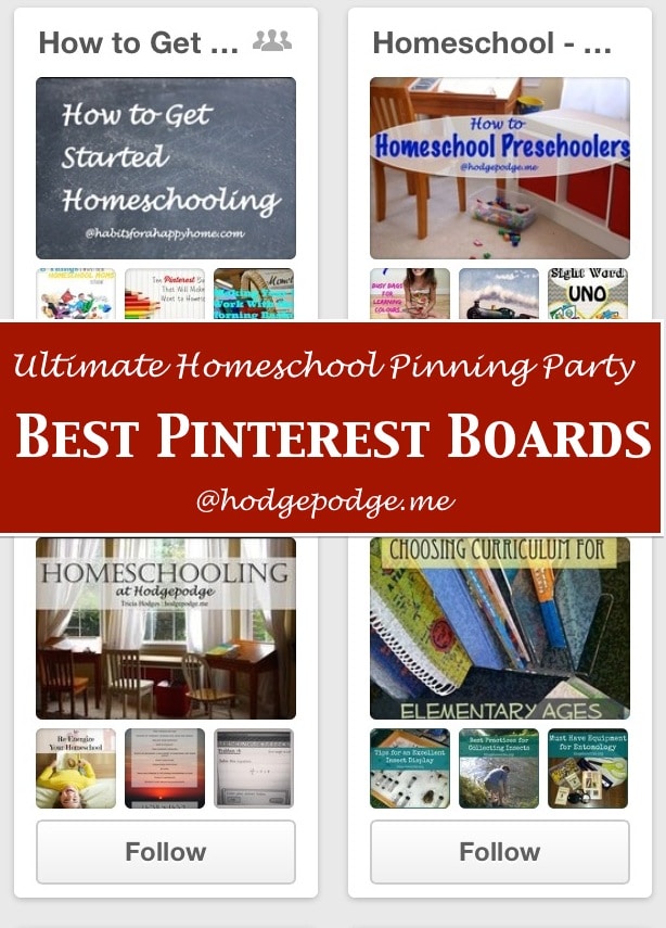 Featured Pinterest Boards at The Ultimate Homeschool Pinning Party