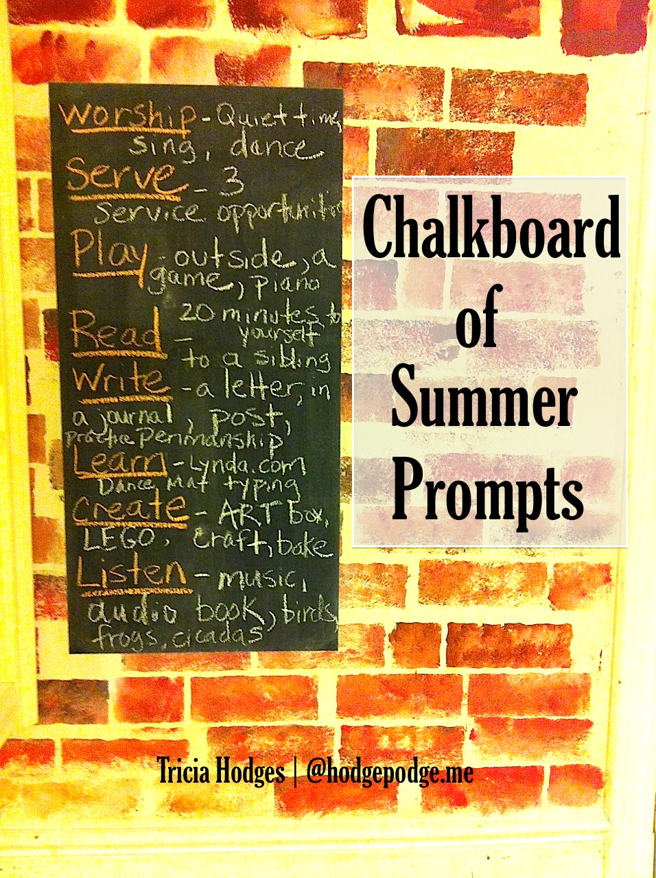 Chalkboard of Summer Prompts