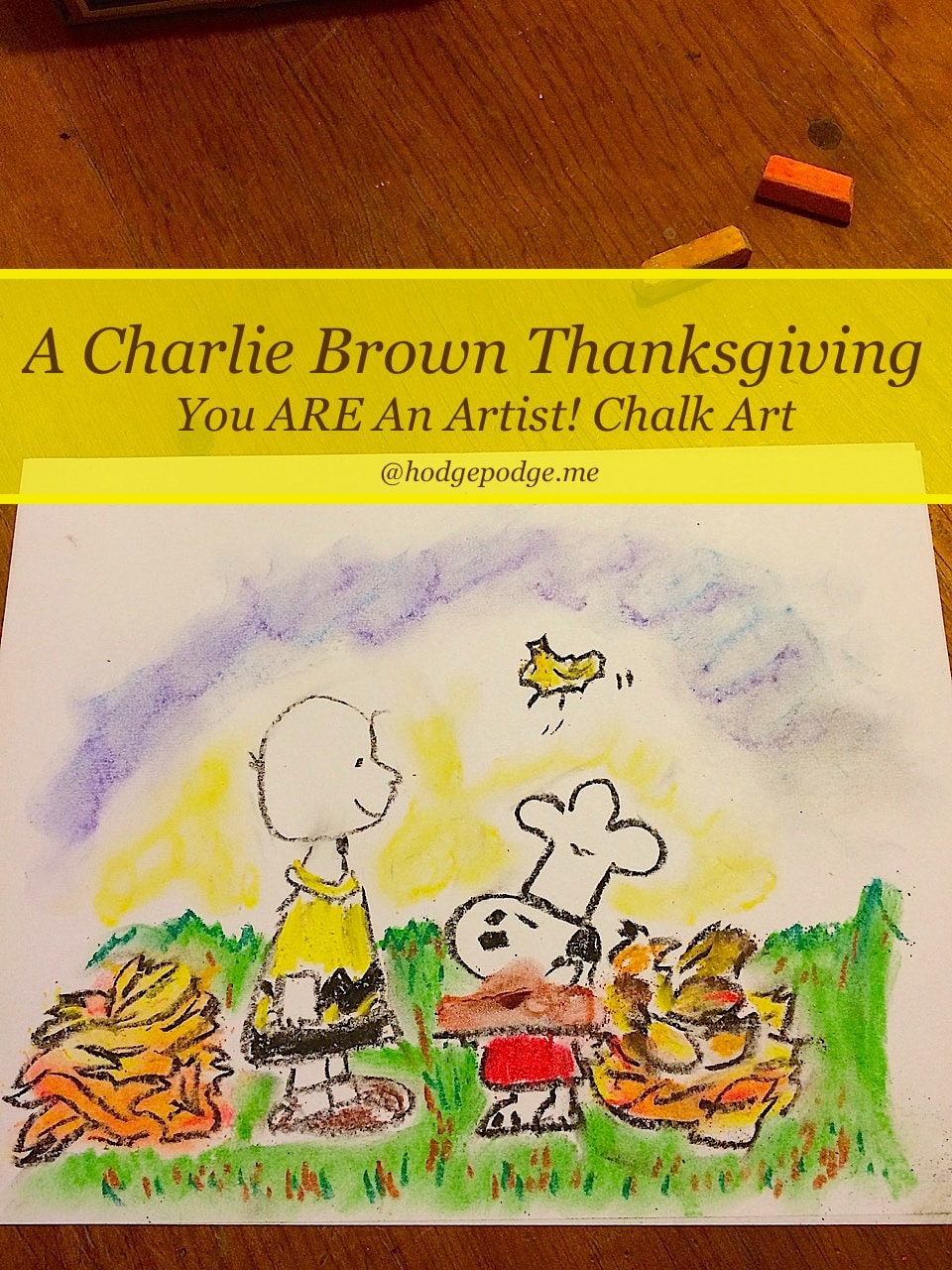 Charlie Brown Thanksgiving Chalk Art