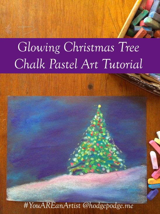 Enjoy a glowing Christmas tree chalk art tutorial and make a dreamy Christmas scene with your artists. The perfect art project to celebrate the season. 