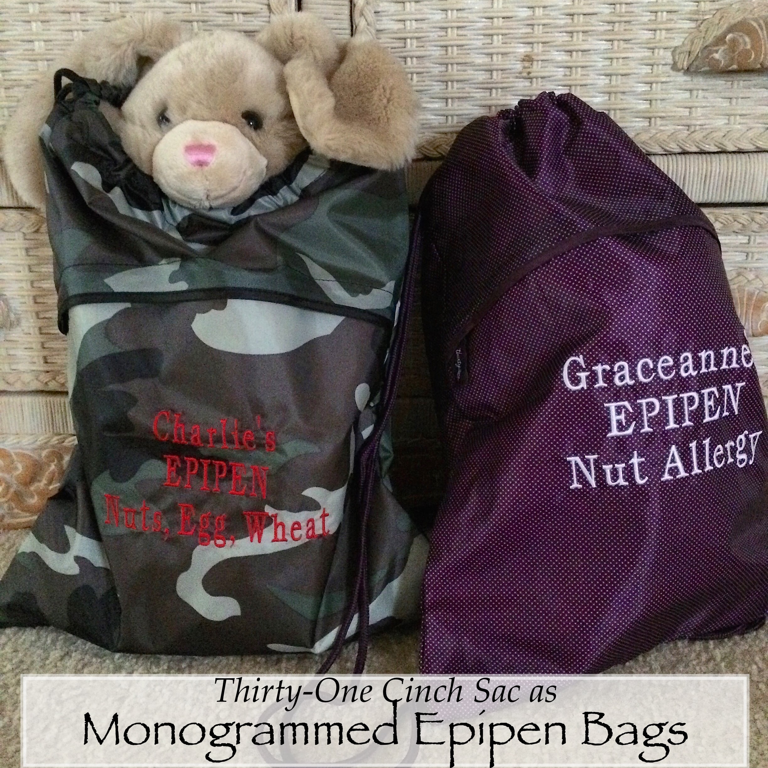 Monogrammed Epipen Bags