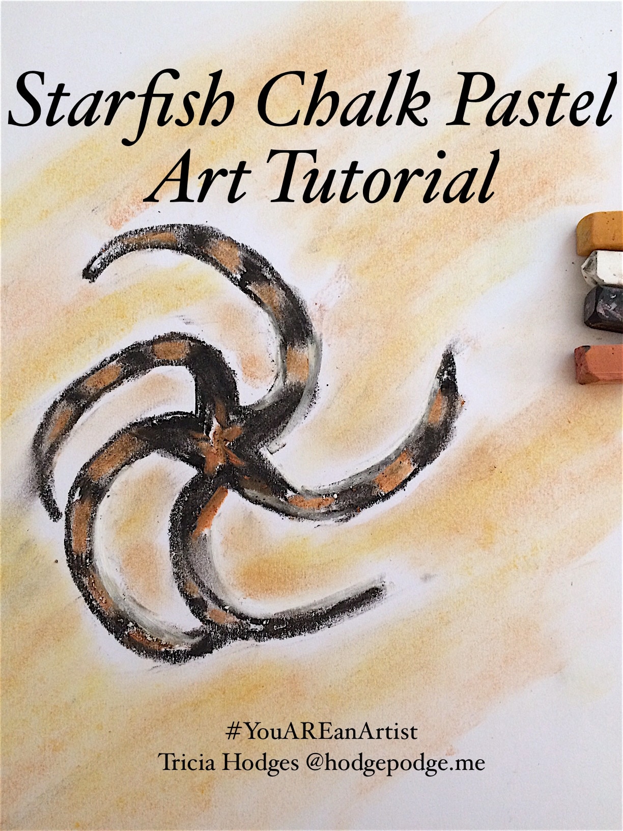 Starfish Chalk Pastel Art Tutorial