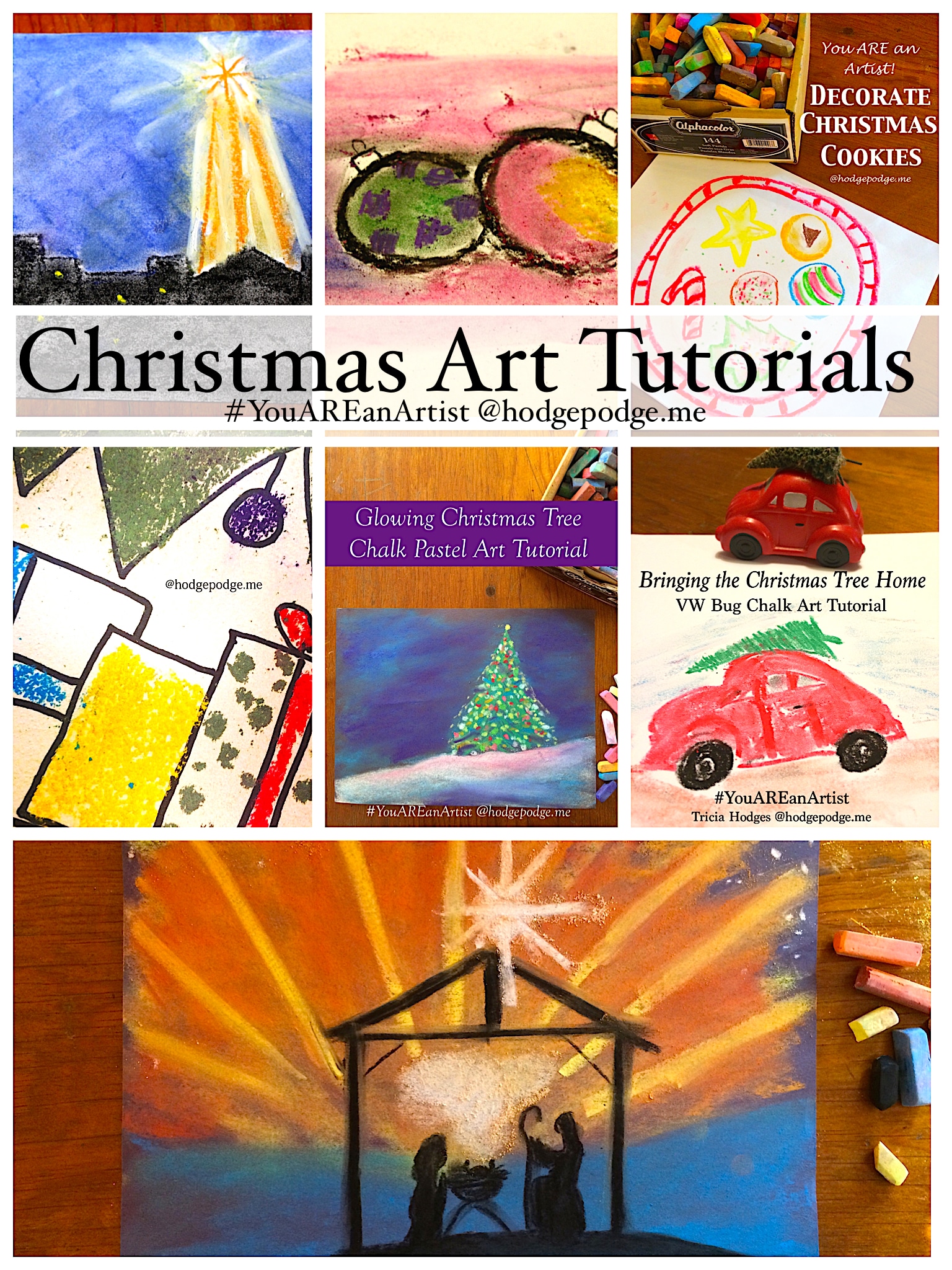 Christmas Lights Art Tutorial HodgepodgeMom   Christmas Chalk Pastel Art Tutorials For All Ages 