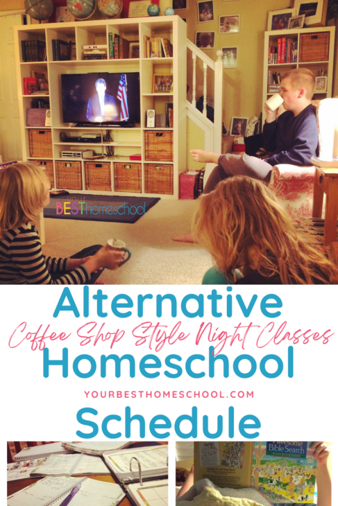 Homeschool night classes might just be the alternative homeschool schedule you are looking for! Coffee shop style nightschooling for the win!