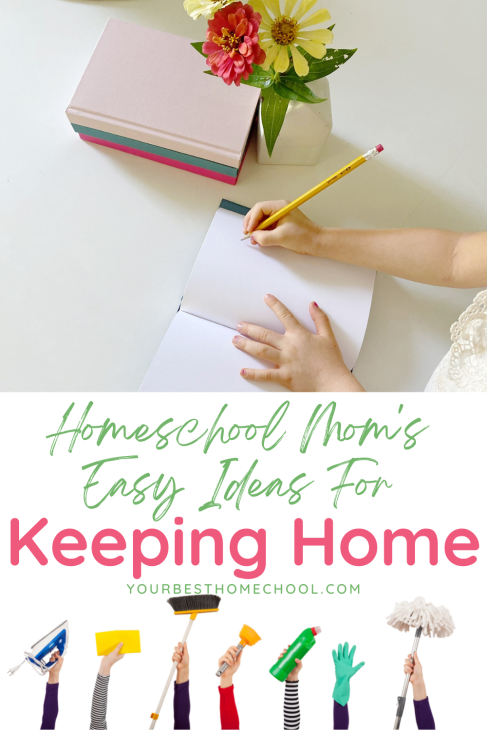 Do you ever feel discouraged, trying to homeschool in a cluttered, dirty house? Use the homeschool mom's easy ideas for keeping home.