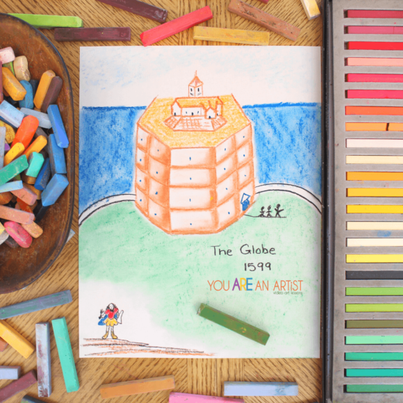 Shakespeare's Globe Theatre art lesson with Nana of You ARE an ARTiST Clubhouse