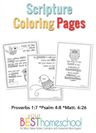 These scripture coloring pages are great for learning Bible verses! They are also a fun complement to your homeschool bird studies. 