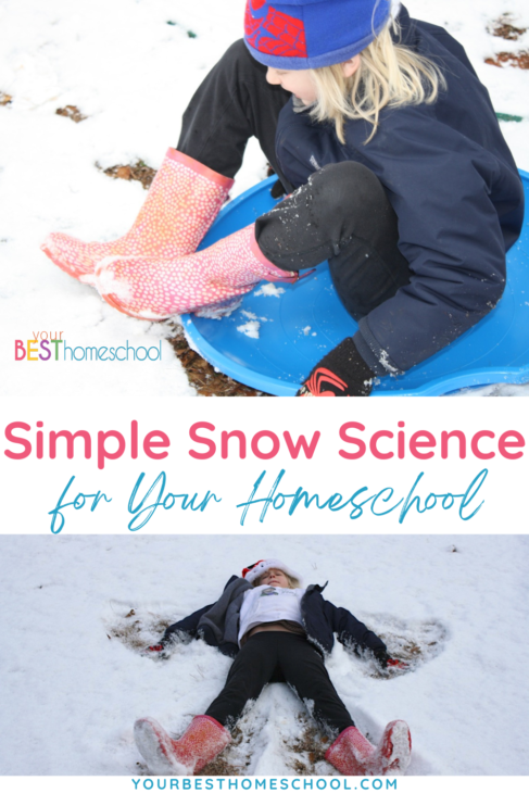 Fun ideas for simple snow science for your weekly homeschool lessons. Includes a sample of a homeschool schedule with nature study, writing, math, art and lots of hands on learning.