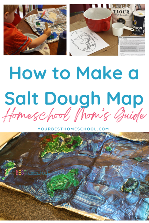 A homeschool mom's guide on how to make a salt dough map. Perfect hands-on learning for geography. Fun afternoons of creating together and making memories!