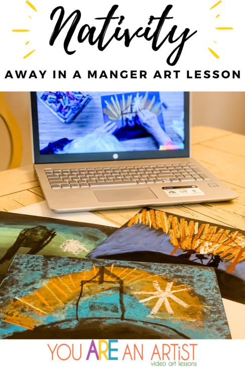 nativity homeschool activities - nativity away in a manger art lesson