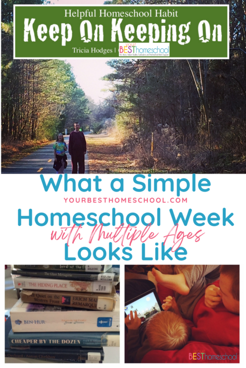 An example of what a simple homeschool week looks like with multiple ages. Nothing spectacular and just pretty simple and basic.