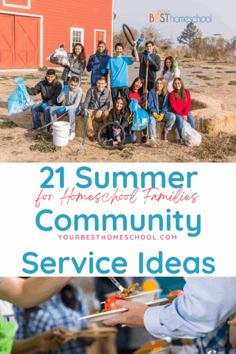 Start here for 21 Summer Homeschool Community Service Ideas! Great ideas for a service-related project with your family.